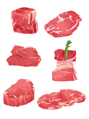 紅白相間卡通肉塊與鐘表 創意矢量設計模板解析